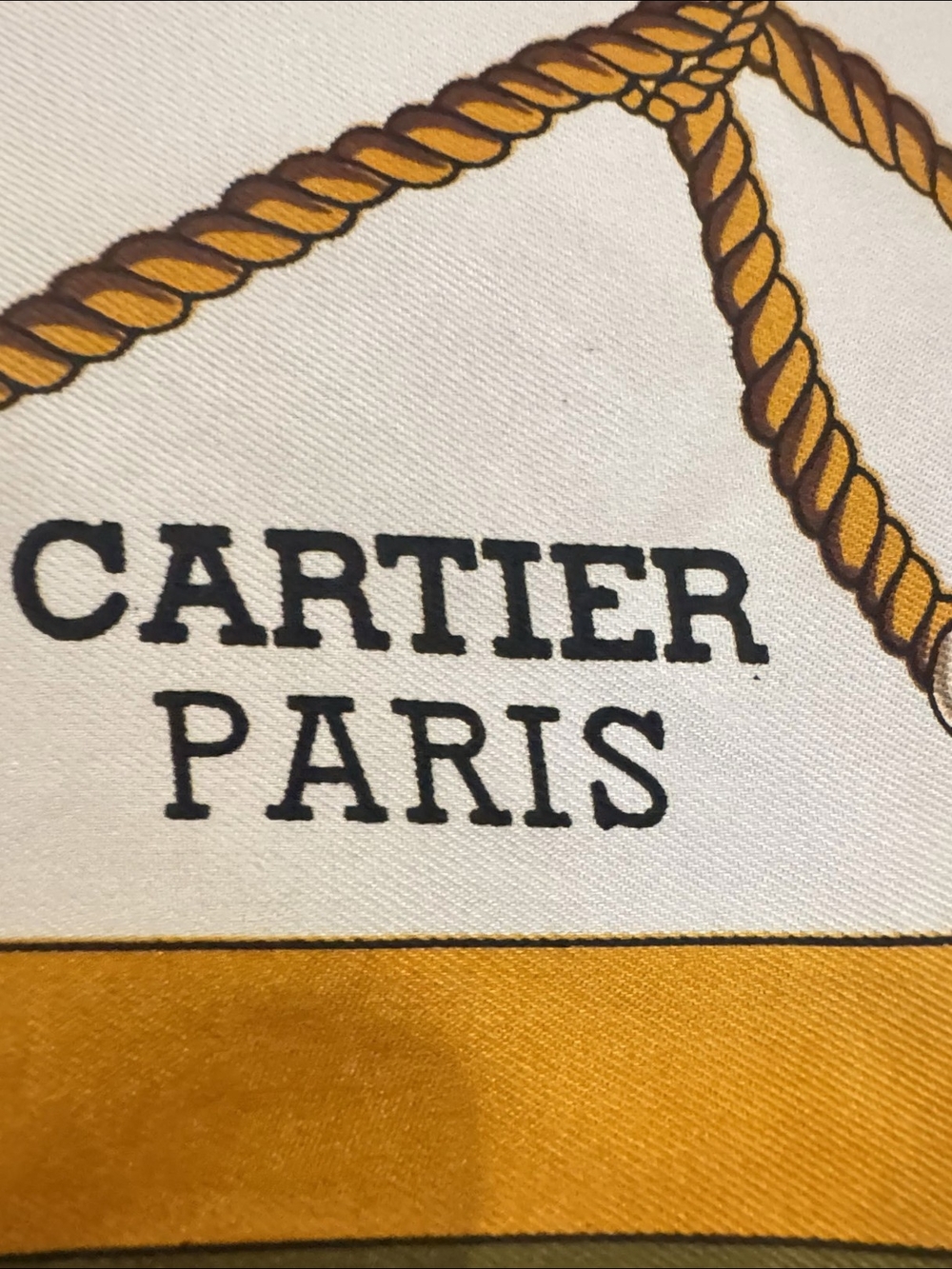 AUTHENTICATED 🤎 CARTIER Paris 35" x 33.5" Vintage Silk Scarf COA
